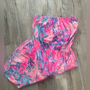 Lilly Pulitzer WINDSOR STRAPLESS DRESS Light Paschs AQUADESIAC Pink Blue Size XS